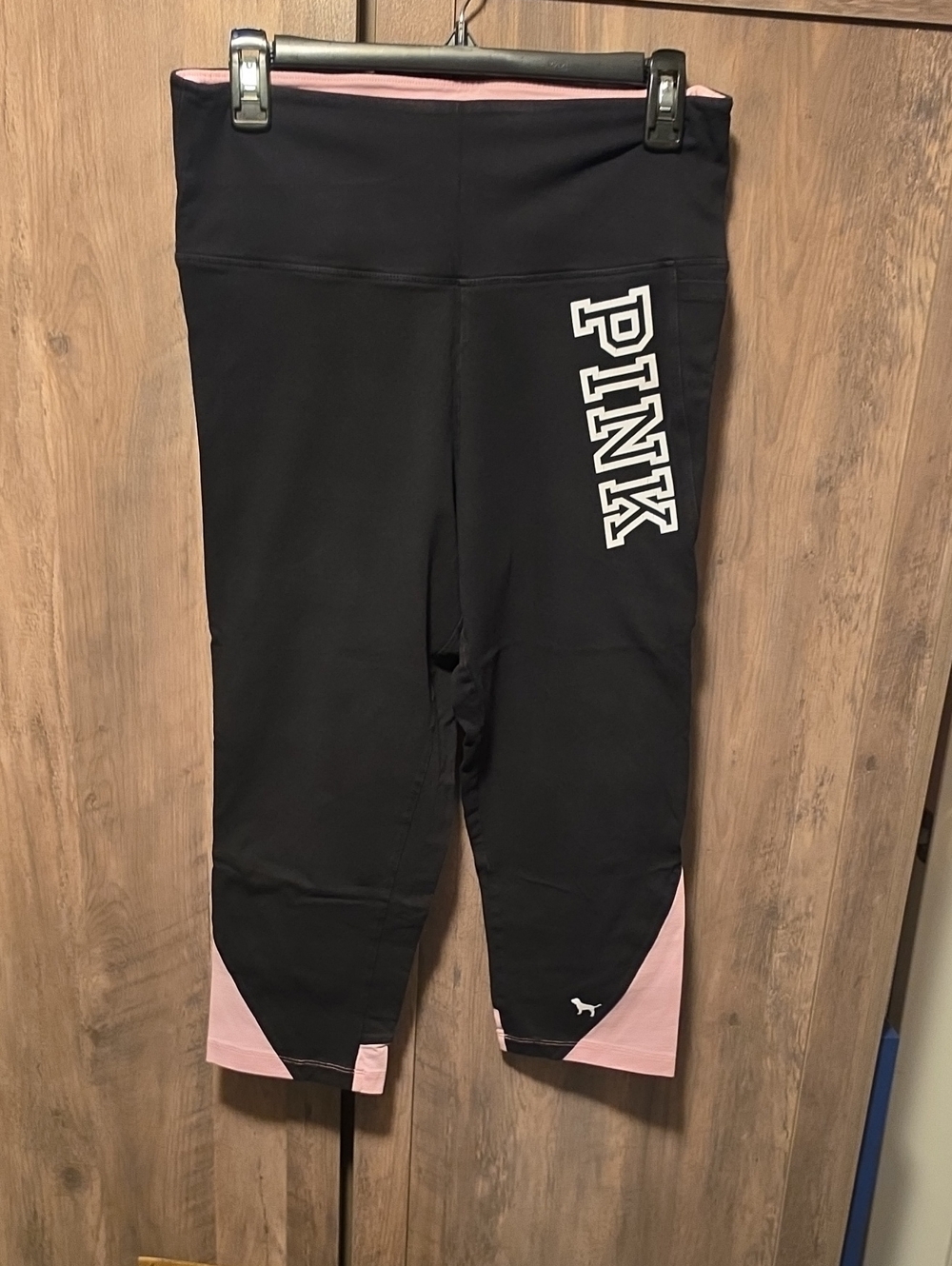 PINK Victoria's Secret Black Leggings with Pink Accent Panels